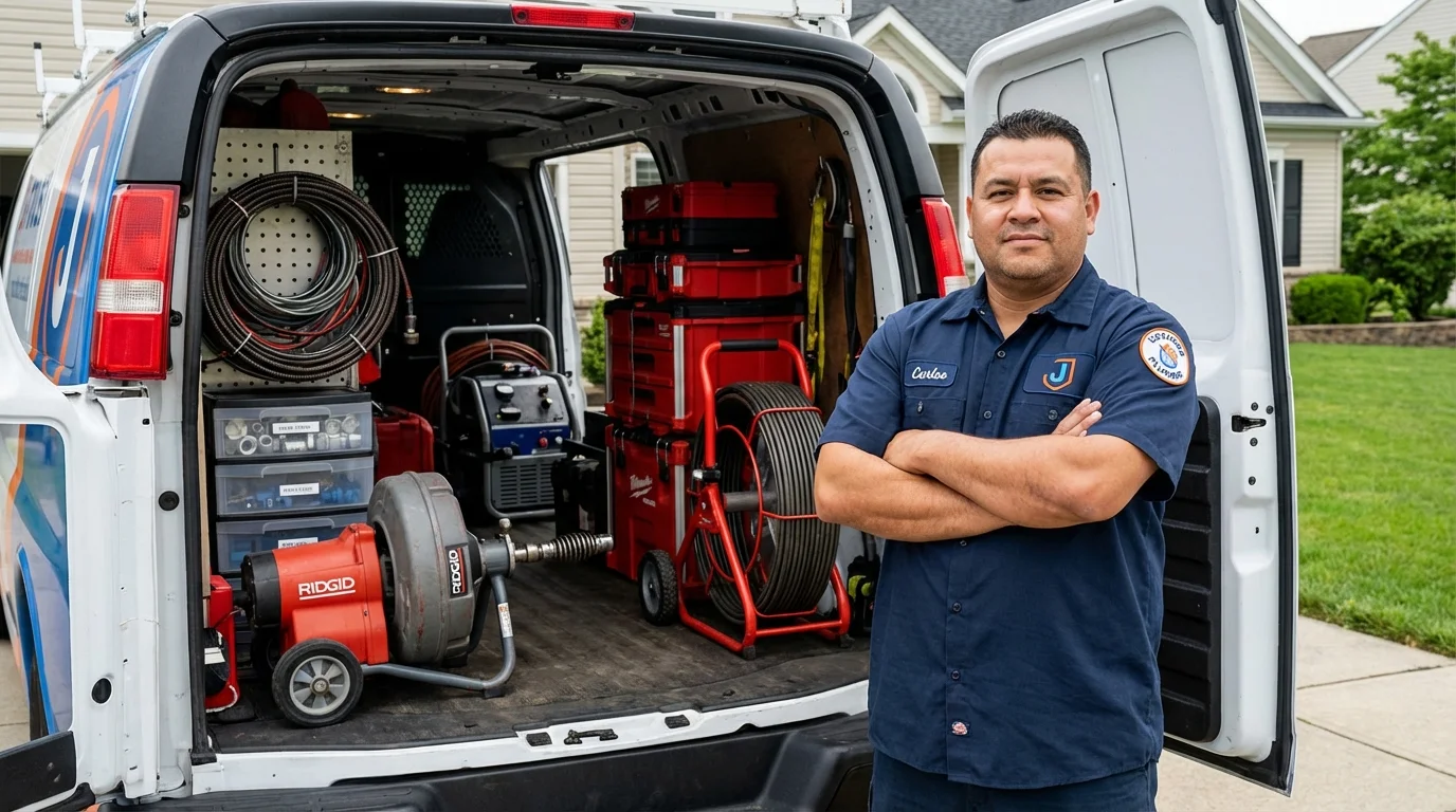 Professional drain cleaning equipment and Johns Plumbing LLC plumber in Pine Grove Mills