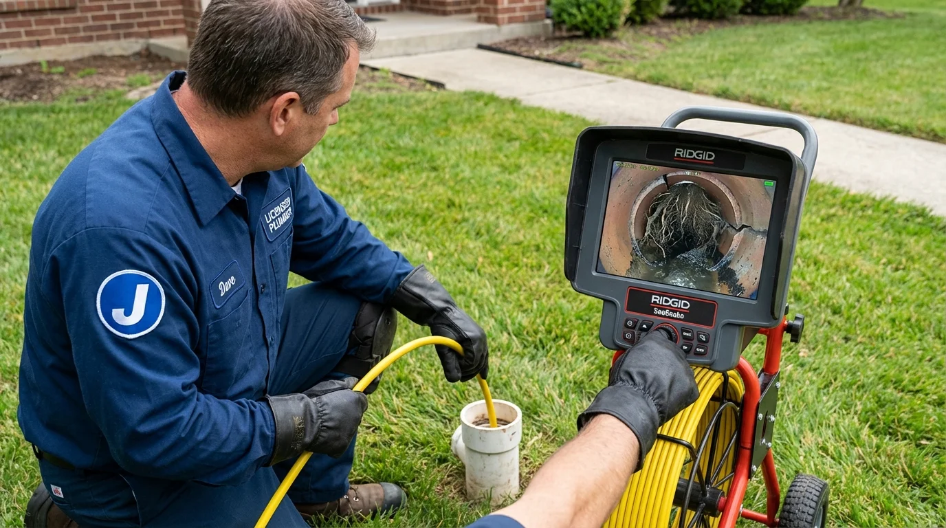 Sewer camera inspection being performed by Johns Plumbing LLC in Pine Grove Mills