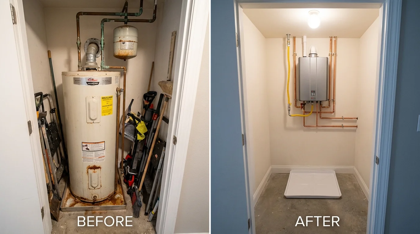 Tank water heater versus wall-mounted tankless unit comparison for Pine Grove Mills, PA homeowners